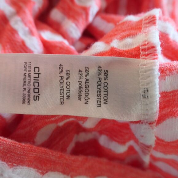 Chicos Knit Top Womens 3 or XL Orange White Ribbon Stretch Short Sleeve - Picture 11 of 11